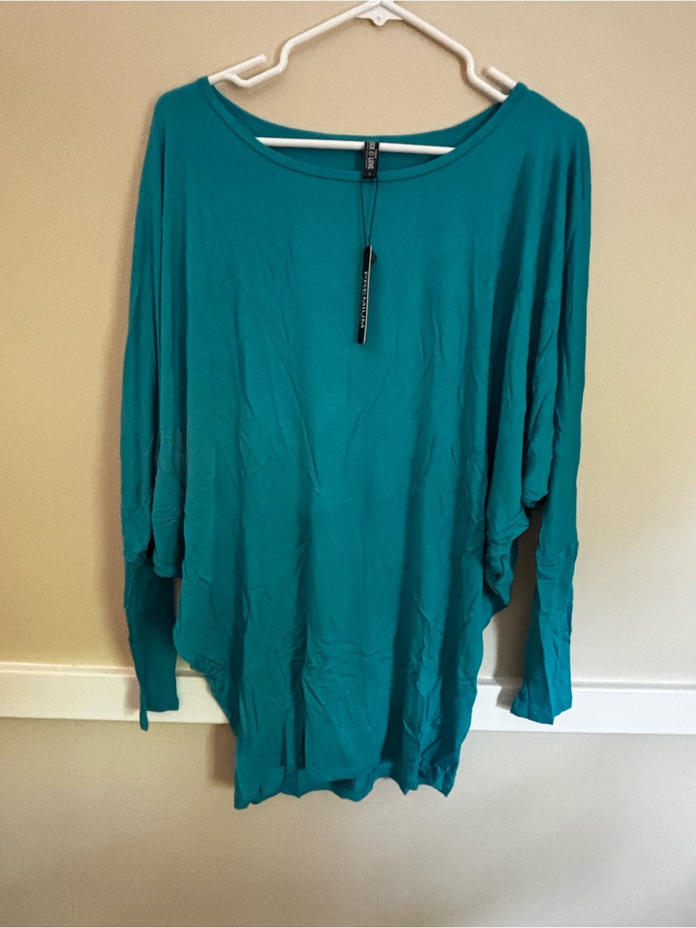Lock & Love Teal Dolman Sleeve Tunic Top Size Large NWT